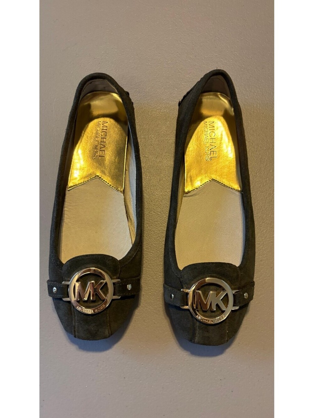 Michael Kors Gray Fulton Printed Suede Flat with MK Logo Size 6.5